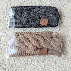 Pair of 2 Chunky Knit Crochet Headbands